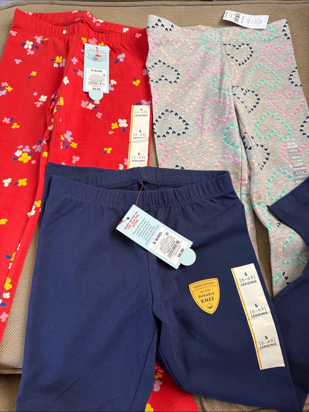 Cat & Jack Red, Navy & Gray Girls' Stretch Leggings Set